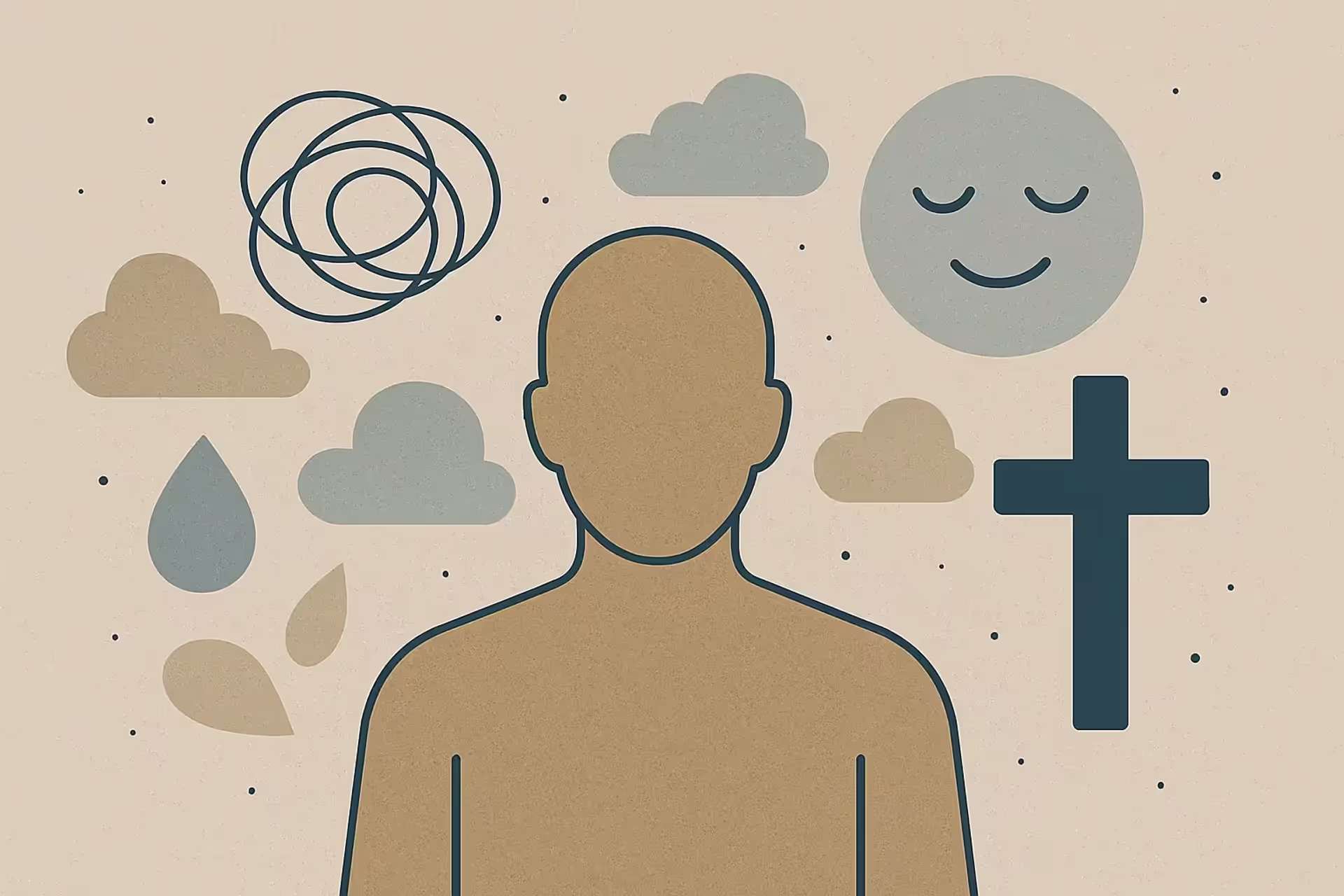 Christian approach to mental health illustrated with a cross and brain icon