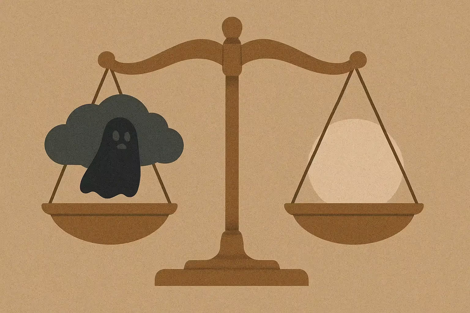 Scales illustrating fears versus reality