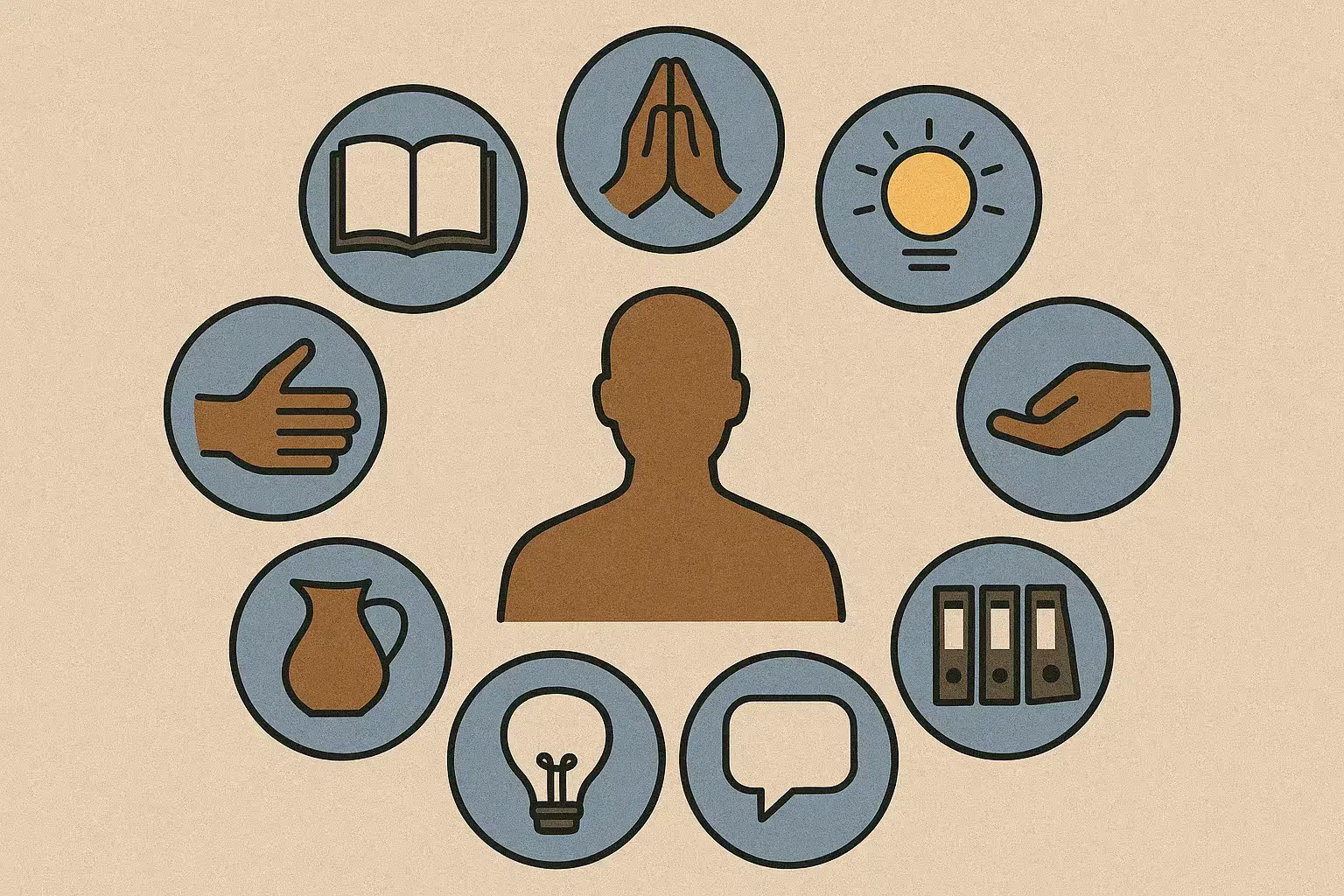 Infographic of a person surrounded by icons of spiritual gifts