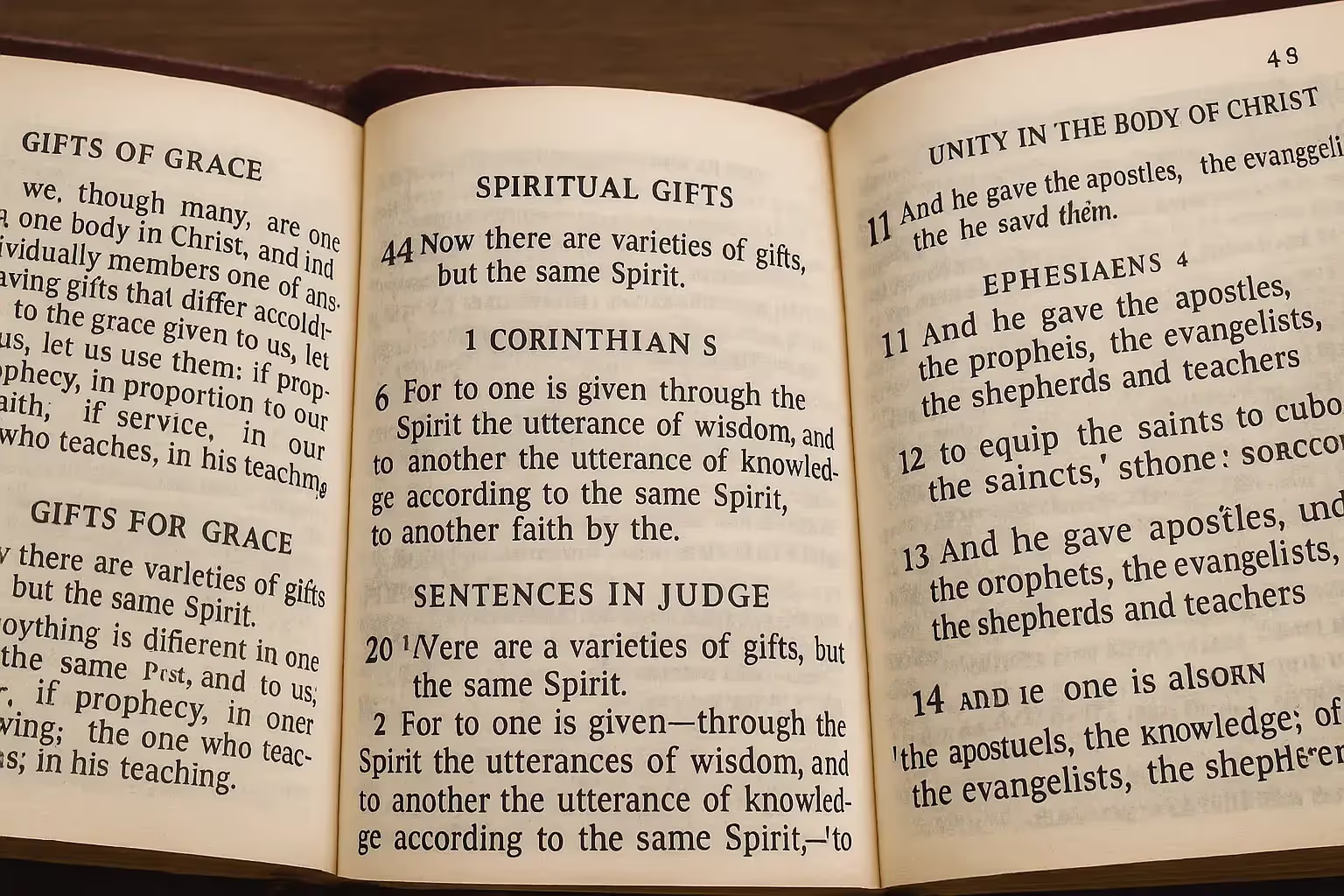Open Bibles showing passages on spiritual gifts
