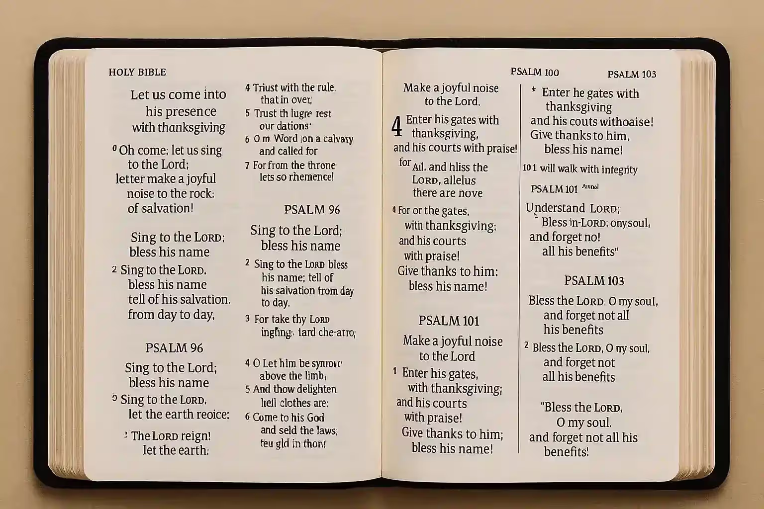 Bible pages with verses about thankfulness